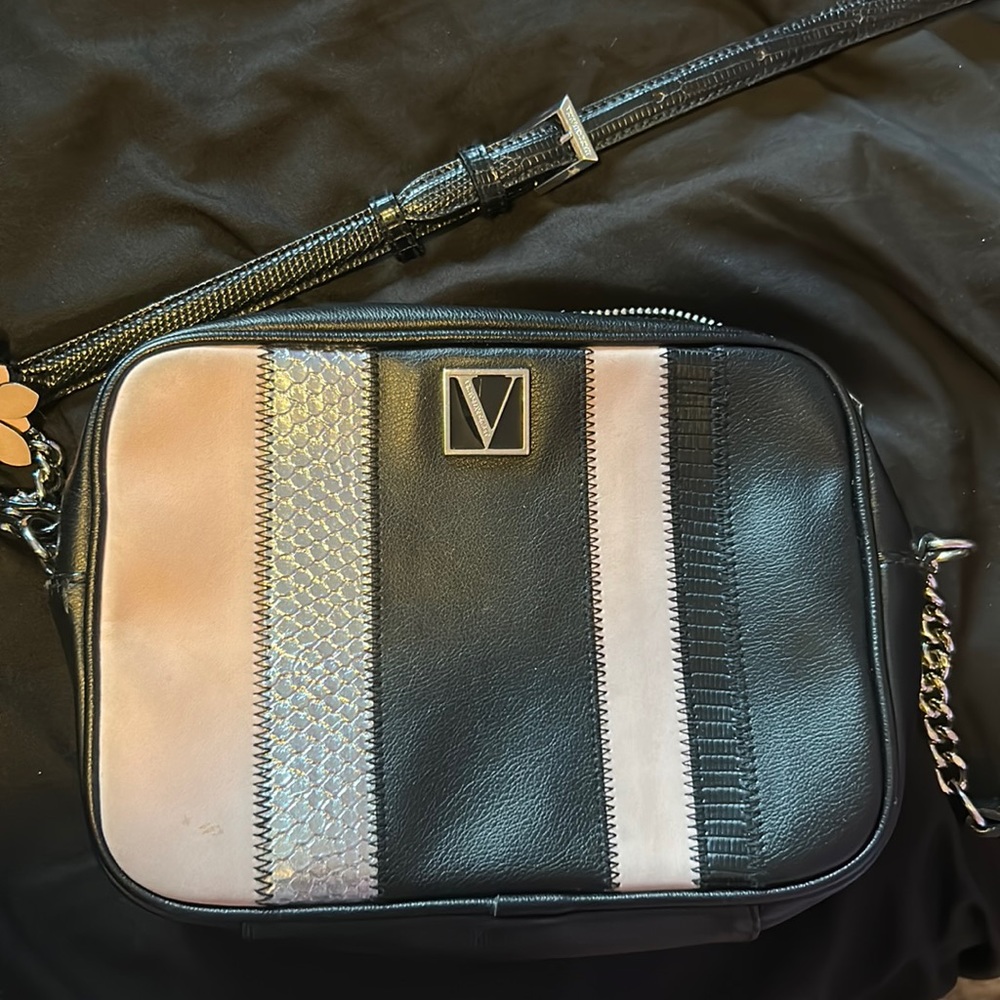 Victoria secret cross body bag light pink silver and black
